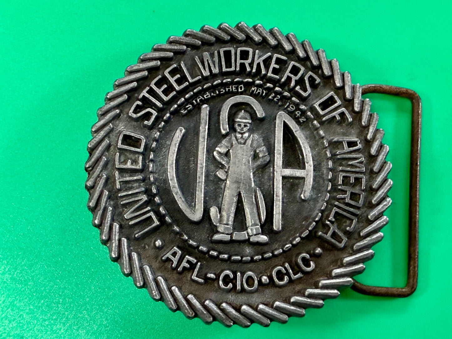 United Steelworkers of America USWA Union Est. 1942 CAPP & KNUDSEN Belt Buckle