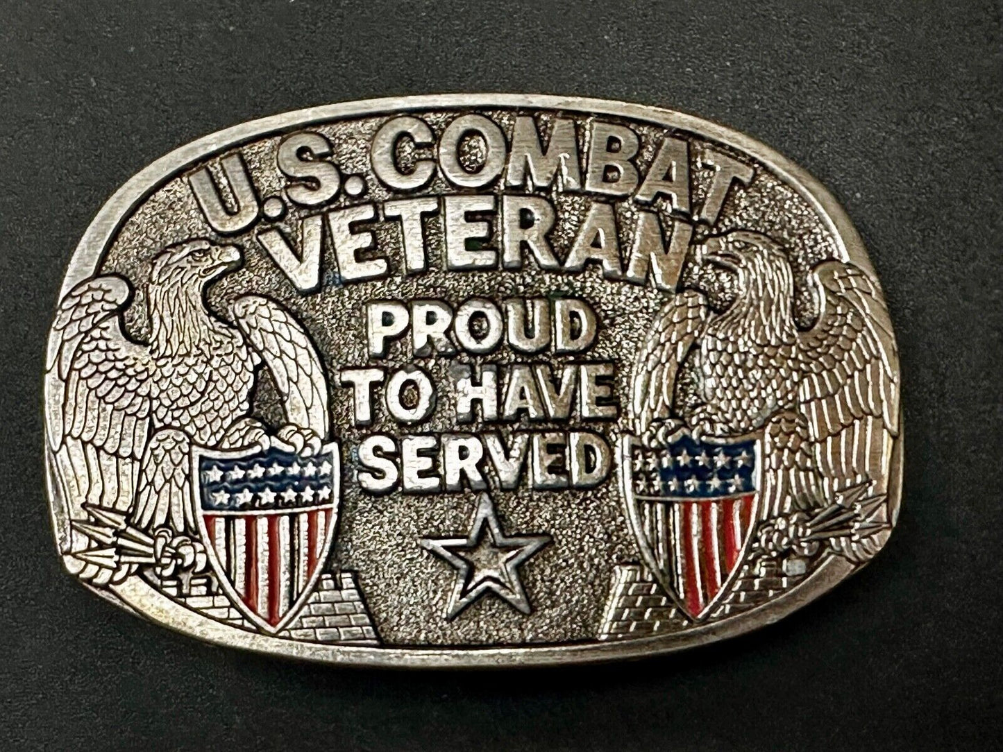 US Combat Veteran - Proud to have served our country Vintage Belt Buckle