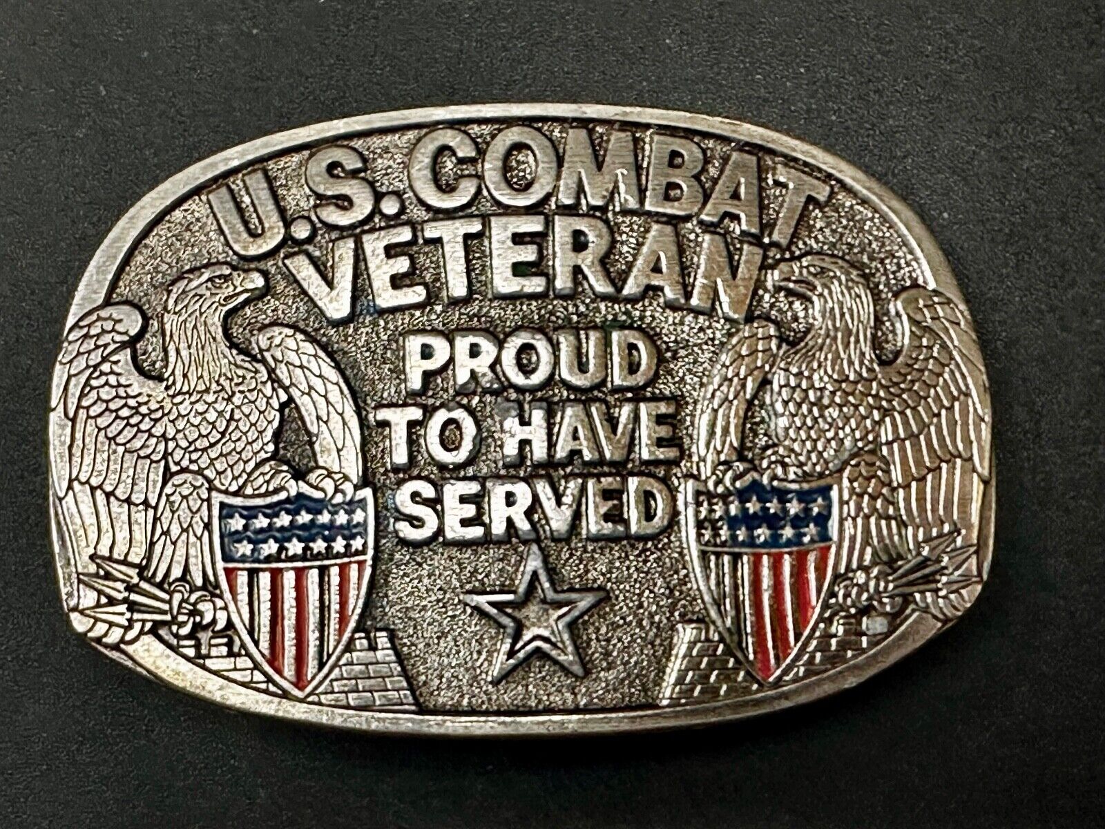 US Combat Veteran - Proud to have served our country Vintage Belt Buckle