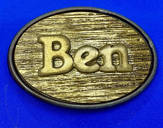 BEN  - custom name 1970's Wood Grain theme belt buckle by Oden