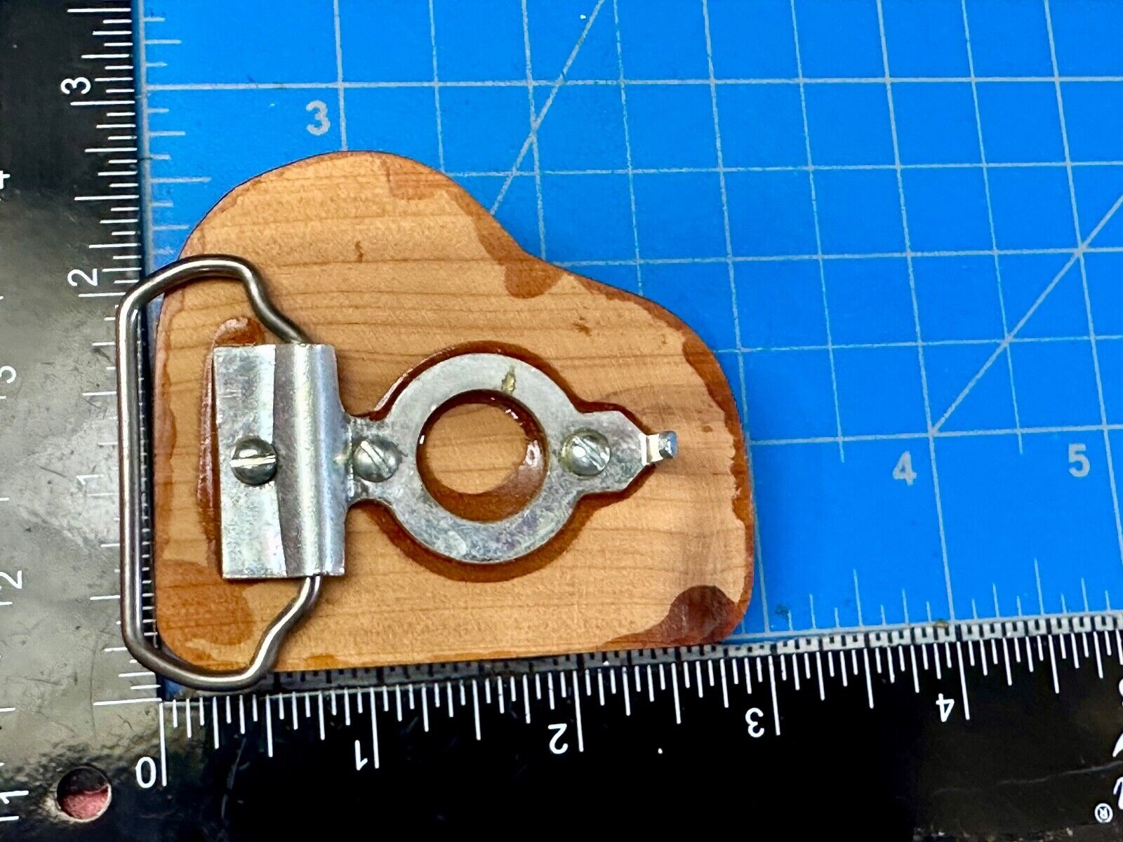 Vintage Artisan Inlaid Holland Michigan Pin and windmill Into wooden Belt Buckle