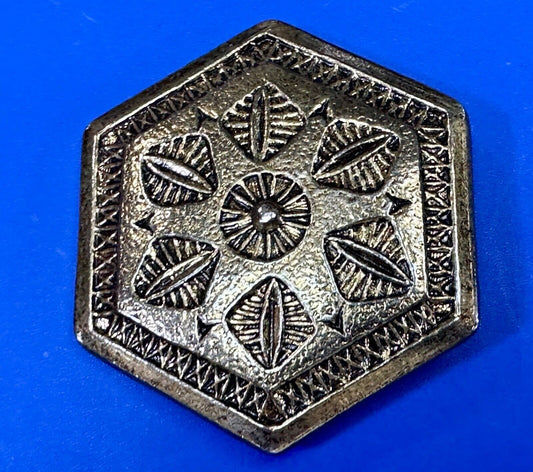 vintage Hexagon shaped gold tone belt buckle scarf slide