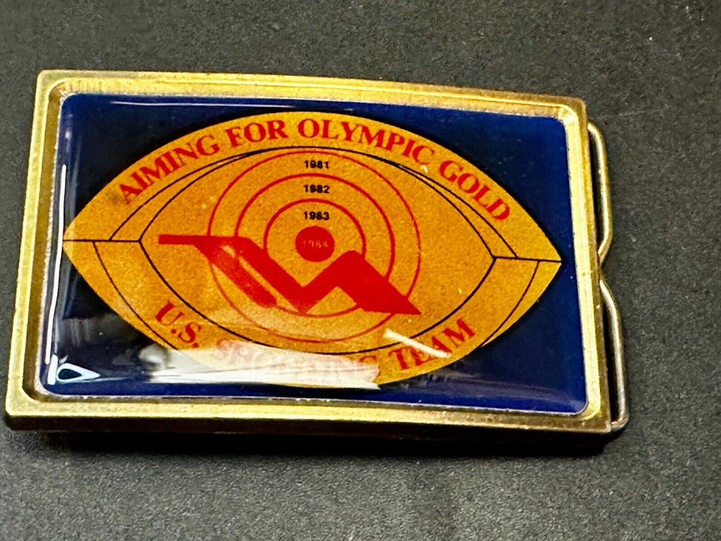 US Shooting Team Los Angeles 1984 Aiming for Olympic Gold NOS Belt Buckle