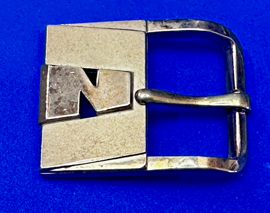 Vintage Letter N Initial Monogram Retro Gold tone Belt Buckle by Swank