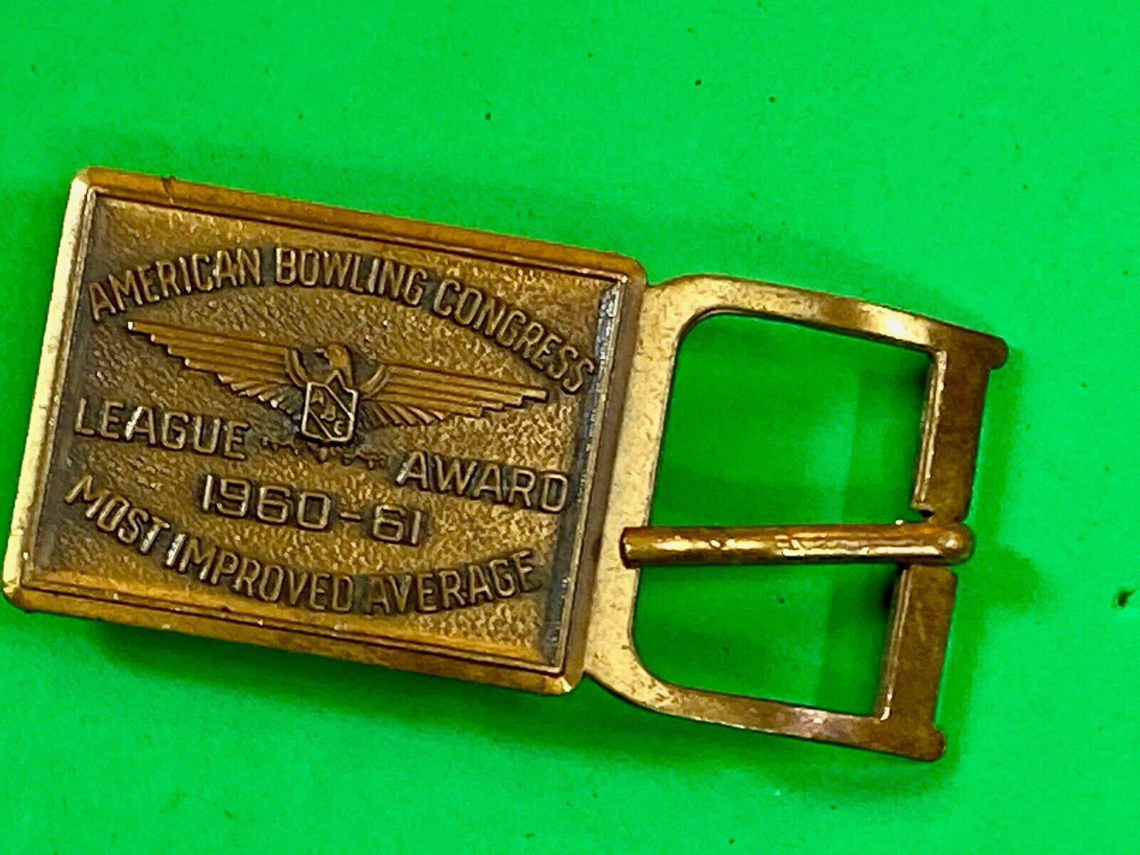Abc American Bowling Congress  Most Improved Award Belt Buckle 1960 - 61 