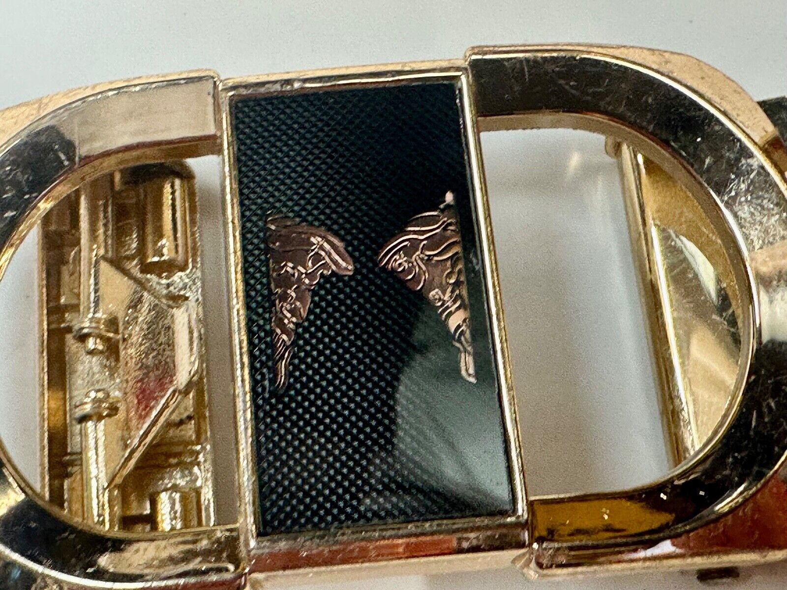 Black and Gold Tone Replacement Formal Dress Style Belt Buckle