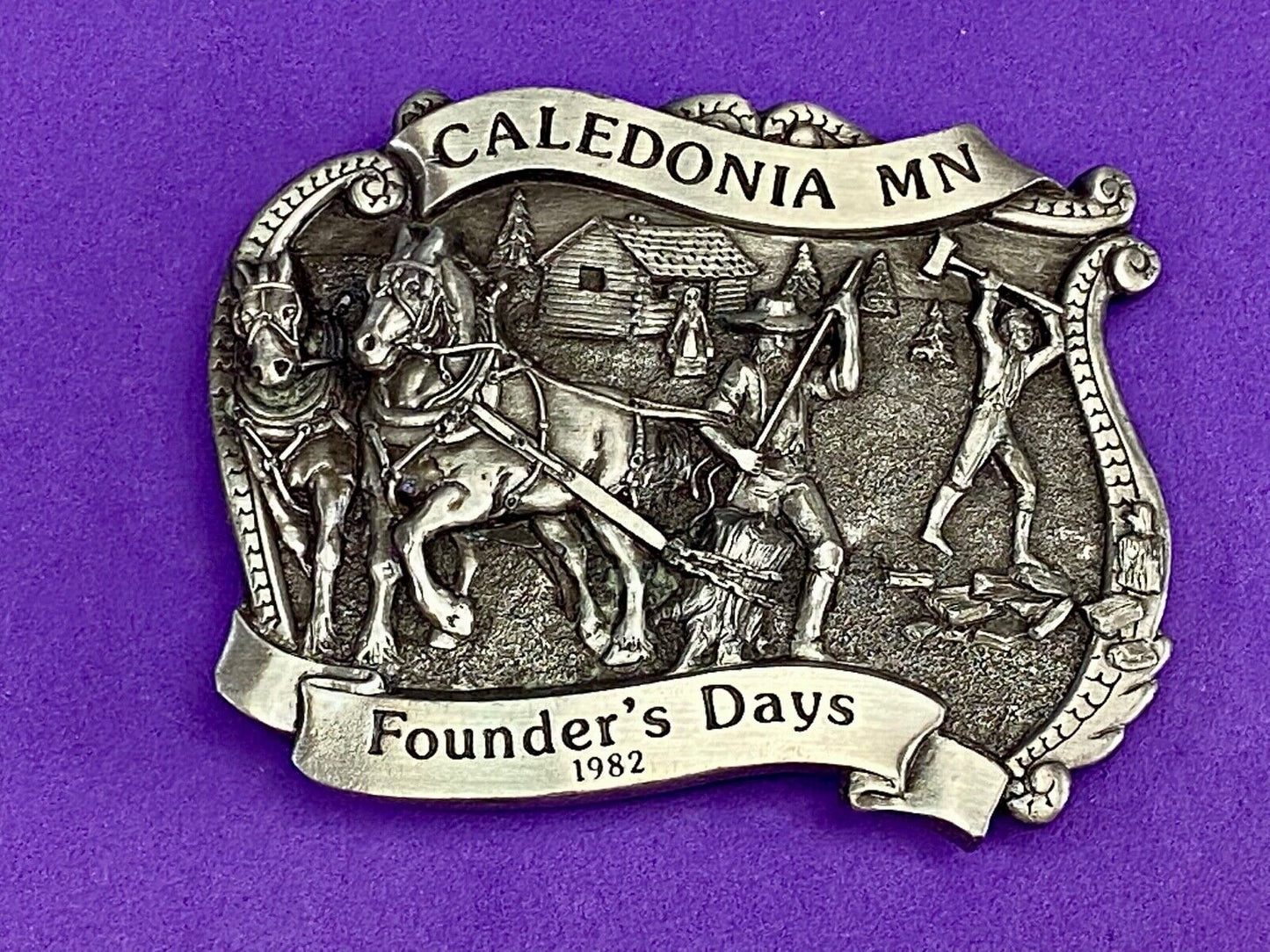 Vintage 1982 - Founder’s Days Caledonia MN belt buckle by Siskiyou
