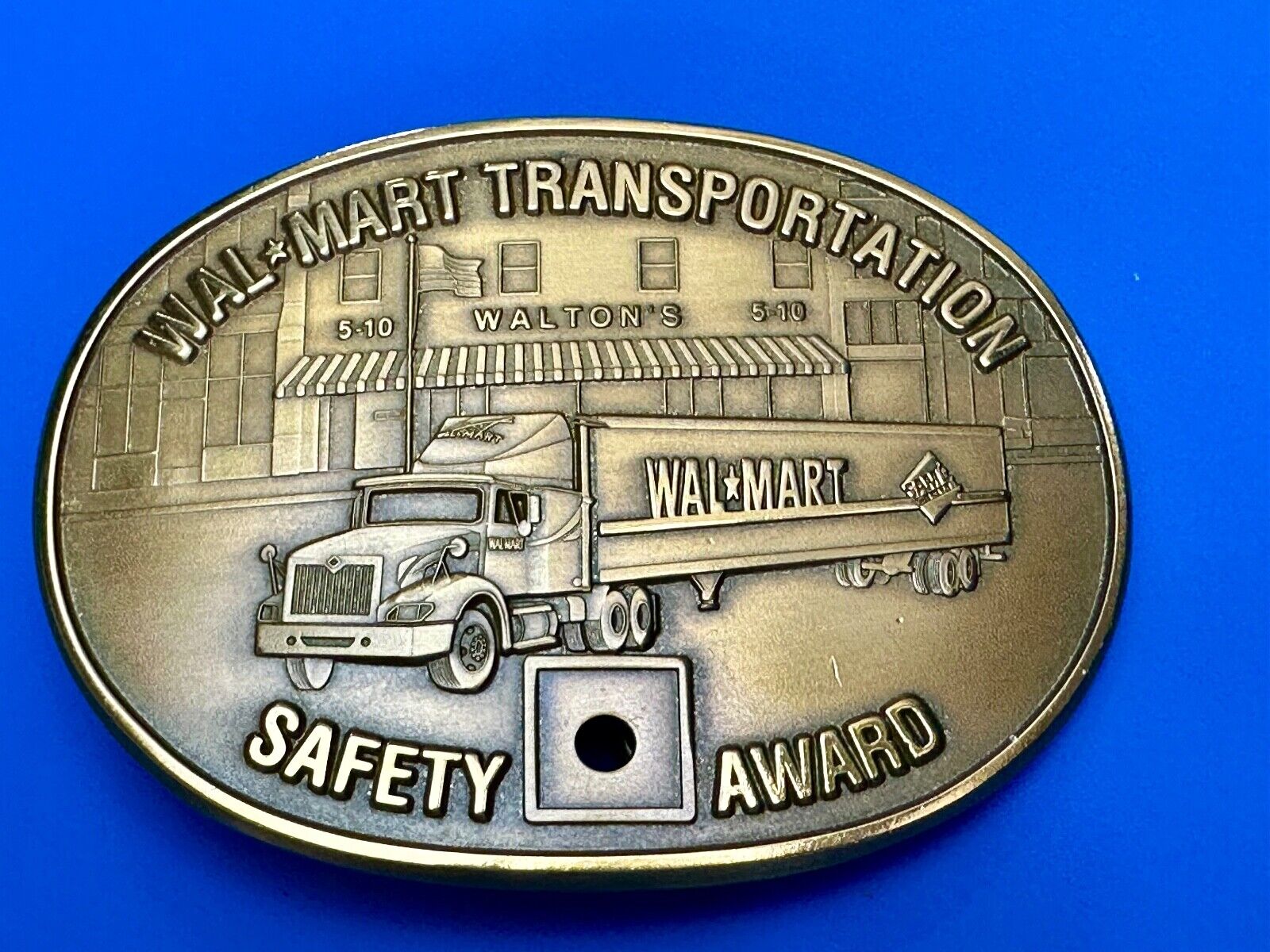 510 Waltons AR Walmart Transportation Semi Driver Safety Award Brass Belt Buckle