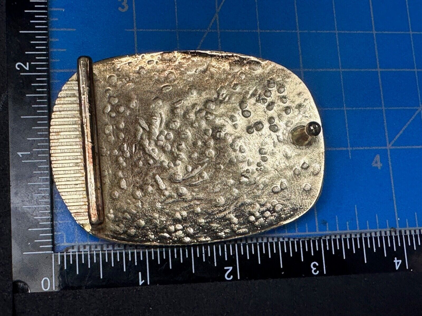 Vintage Hammered Brass Tone artisan Belt Buckle