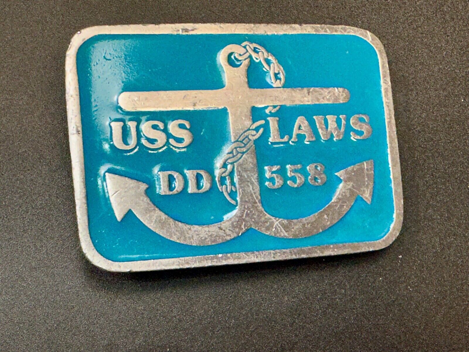 US Navy USS Laws DD-558 Destroyer Ship Boat Vintage Belt Buckle by CD Hit