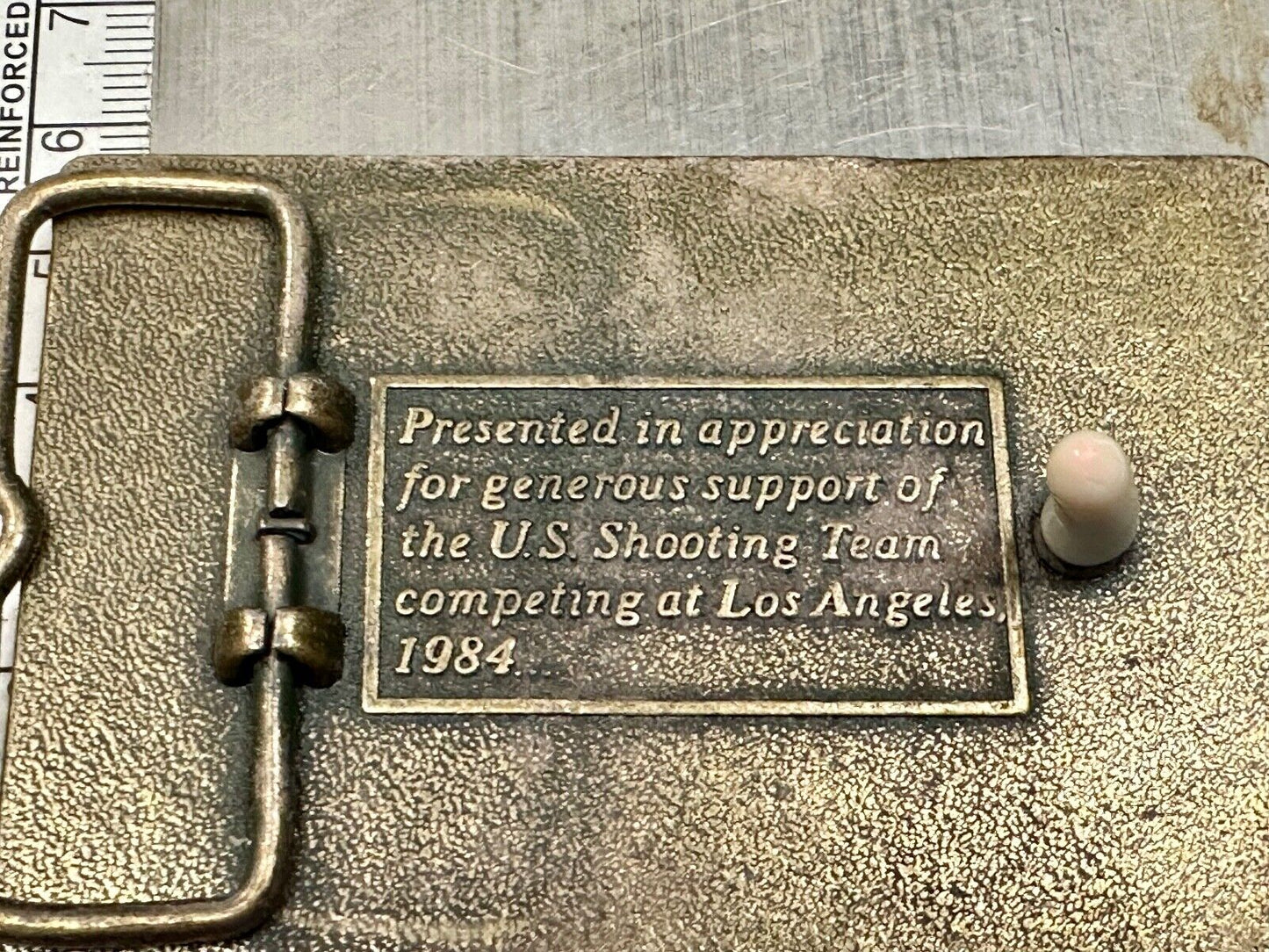 Aiming for Olympic gold - Los Angeles 1984 US shooting Team belt buckle