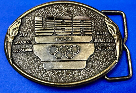 1984 USA Olympics Los Angeles California Vintage Commemorative Belt Buckle