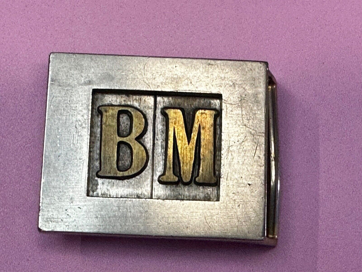 Vintage Letters Initial's BM two tone Belt Buckle