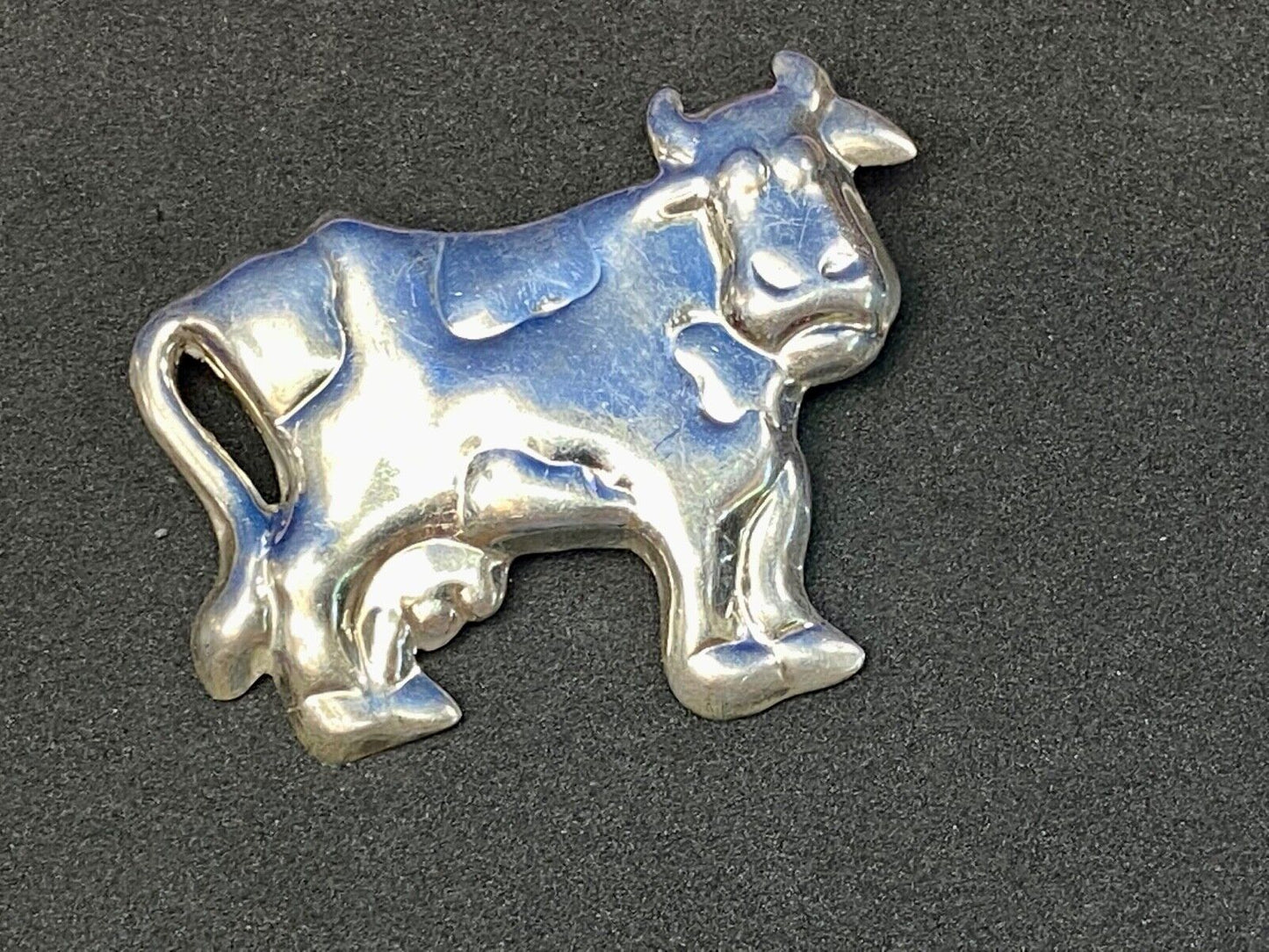 Vintage Dairy Cow Sterling Silver 925 Brooch Pin Mexico Taxco TJ-01 Over 14g
