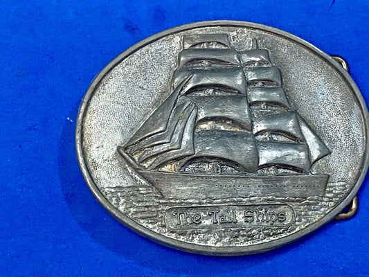 1970 's THE TALL SHIPS SILVER TONE SAIL BOAT COLLECTIBLE BELT BUCKLE