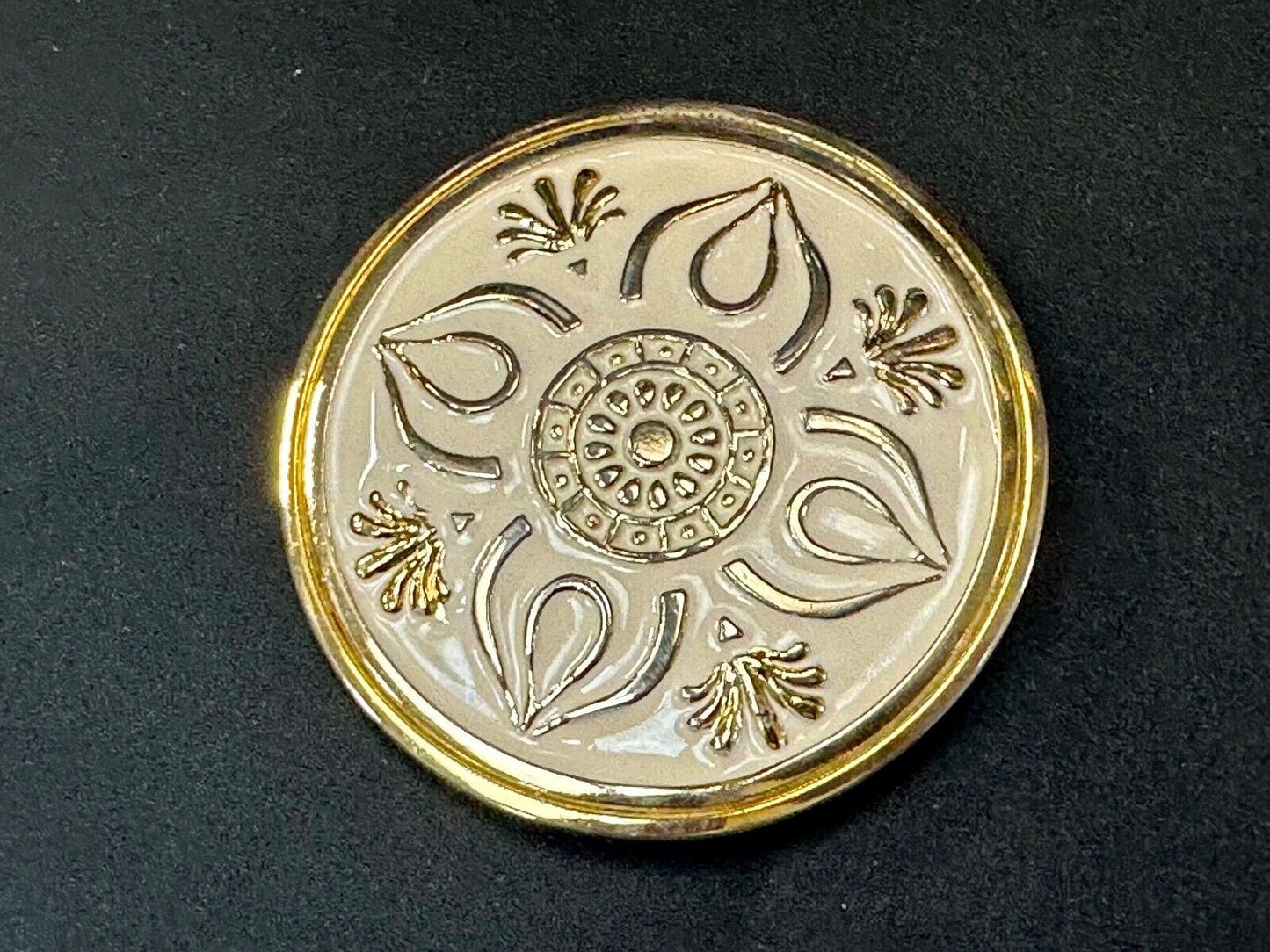 Vintage Gold tone Round Motion East belt buckle / Scarf Slide