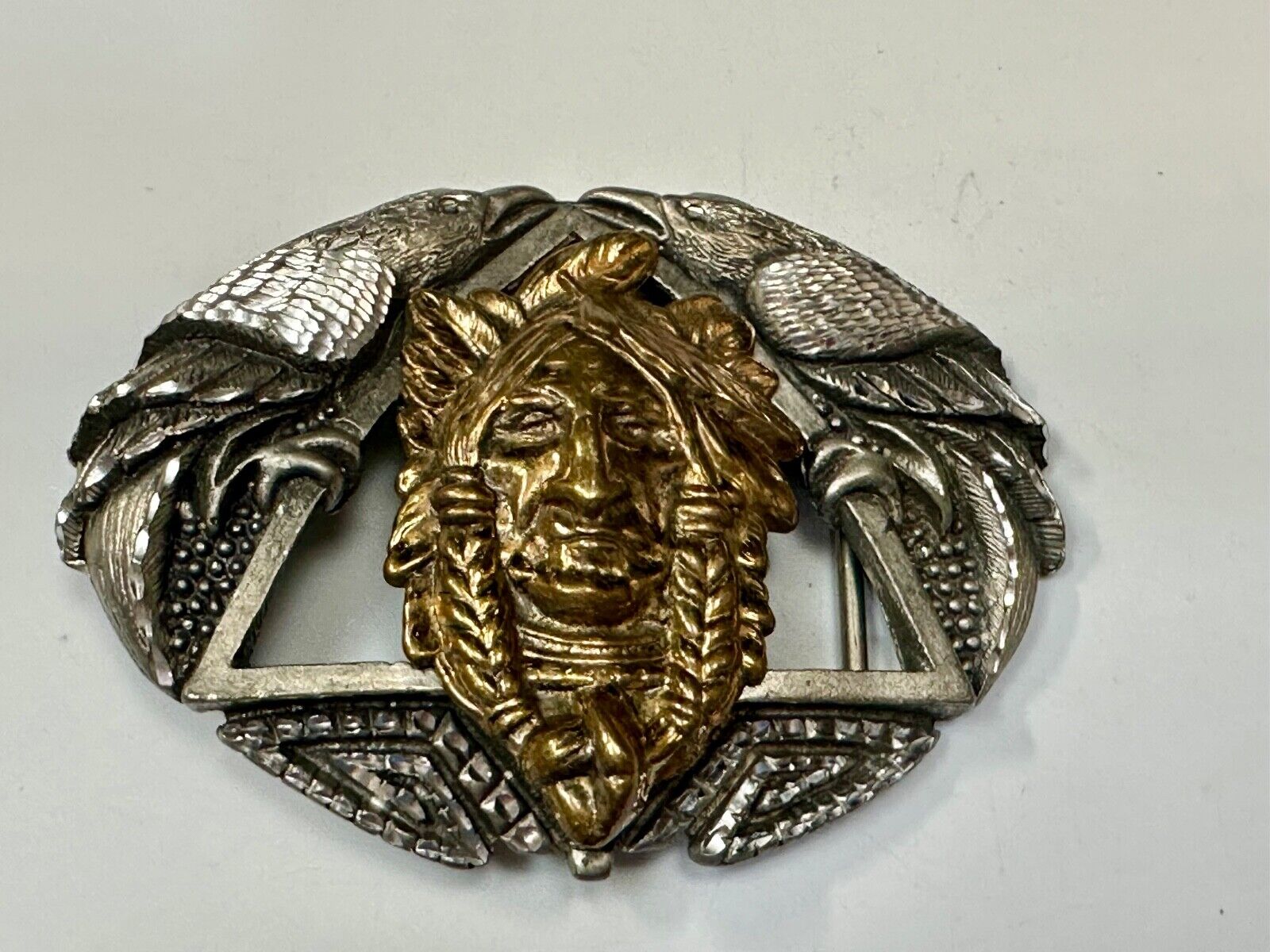 Unique Native American Indian Vintage Two tone EGE 93 Belt Buckle
