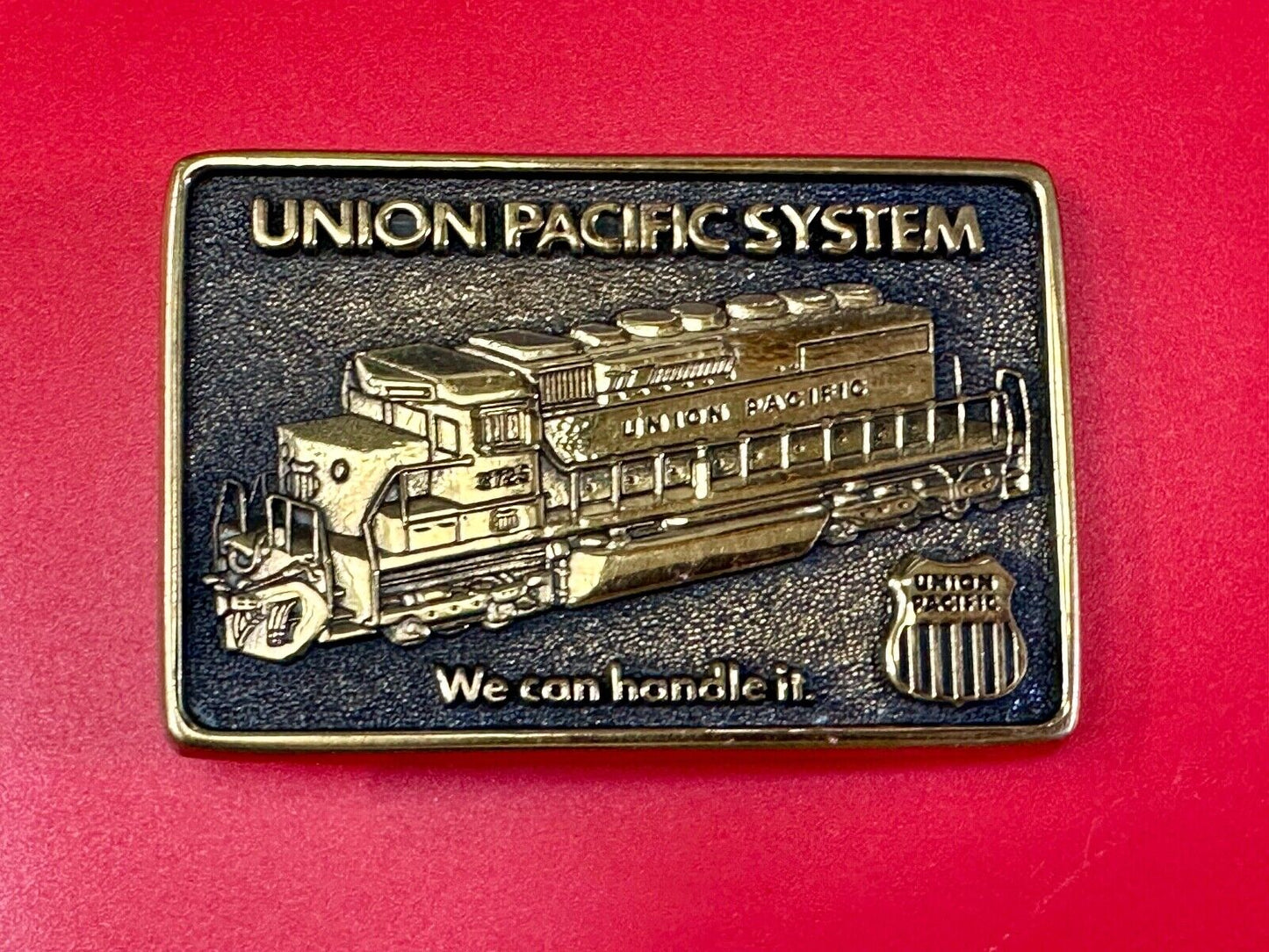Union Pacific Railroad We can Handle it vintage Solid Brass Belt Buckle BTS