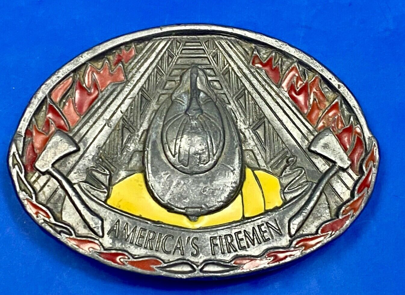 Americas Fireman Fire Department C+J Vintage Commemorative Belt Buckle