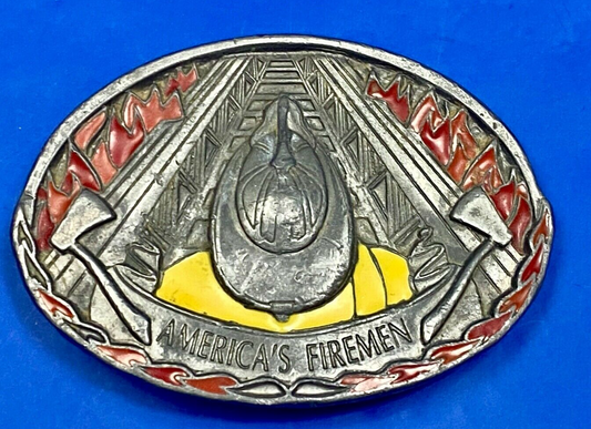Americas Fireman Fire Department C+J Vintage Commemorative Belt Buckle
