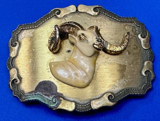 The Ram - Vintage Raintree Jewelry Company western framed Belt Buckle