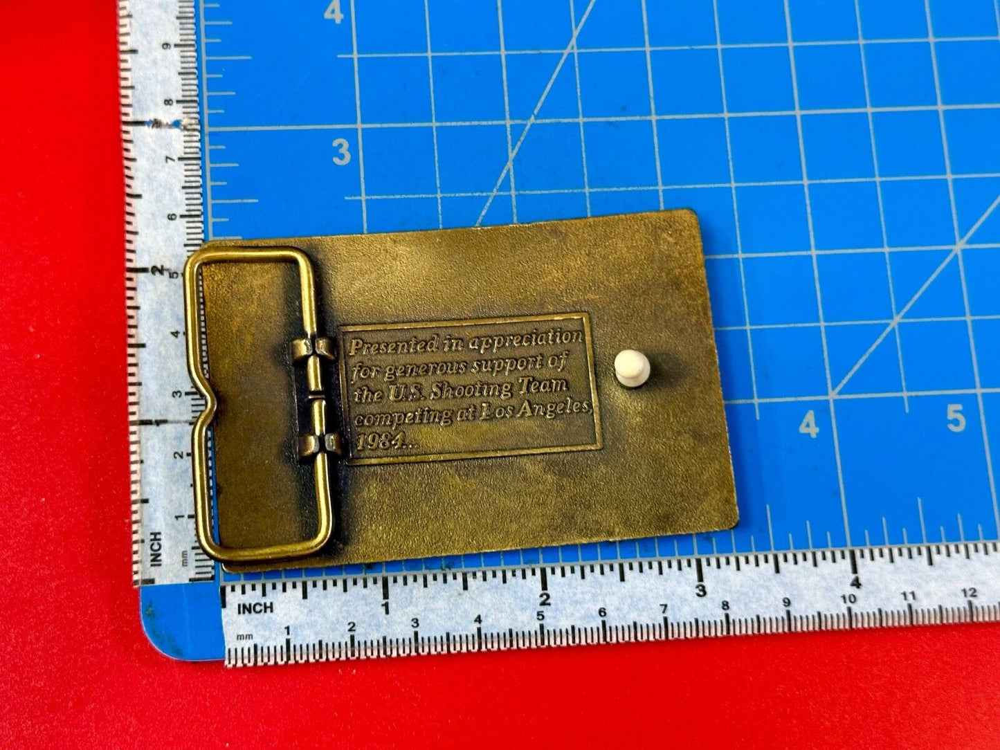 Aiming for Olympic Gold US shooting team 1984 belt buckle