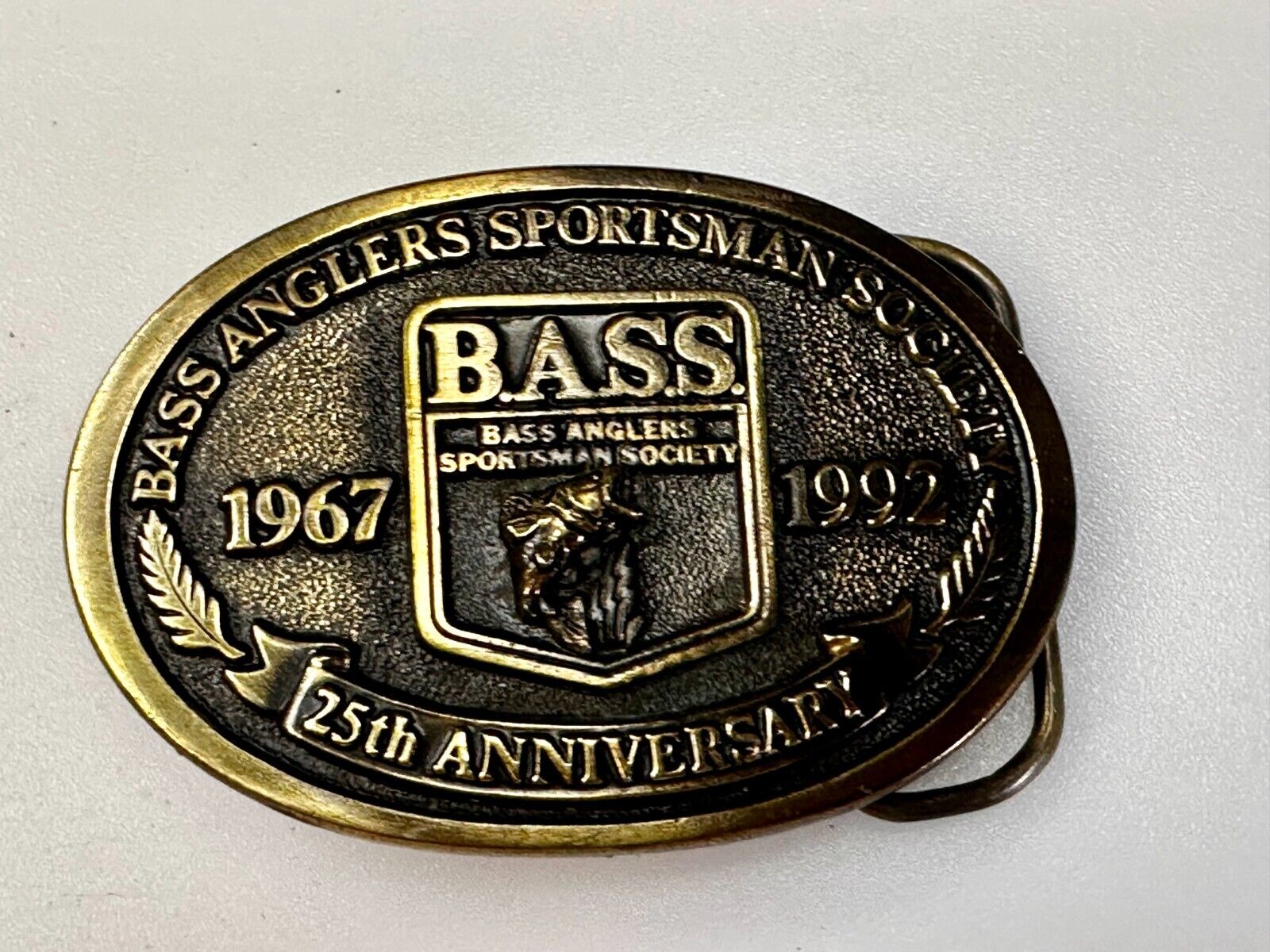 1992 Bass Anglers Sportsman Society Club 25th Anniversary Fishing Belt Buckle