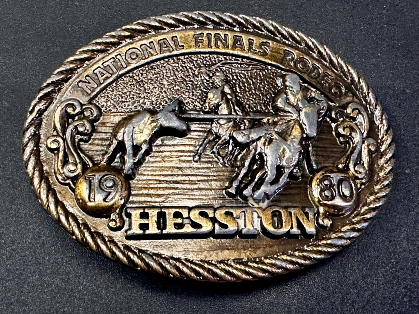 1980 Hesston NFR National Finals Rodeo Cowboys Western Belt Buckle