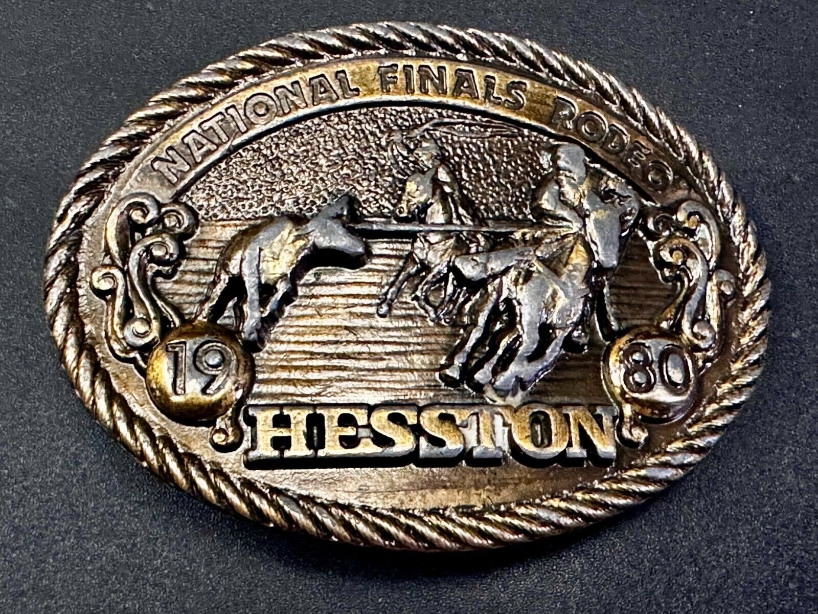 1980 Hesston NFR National Finals Rodeo Cowboys Western Belt Buckle