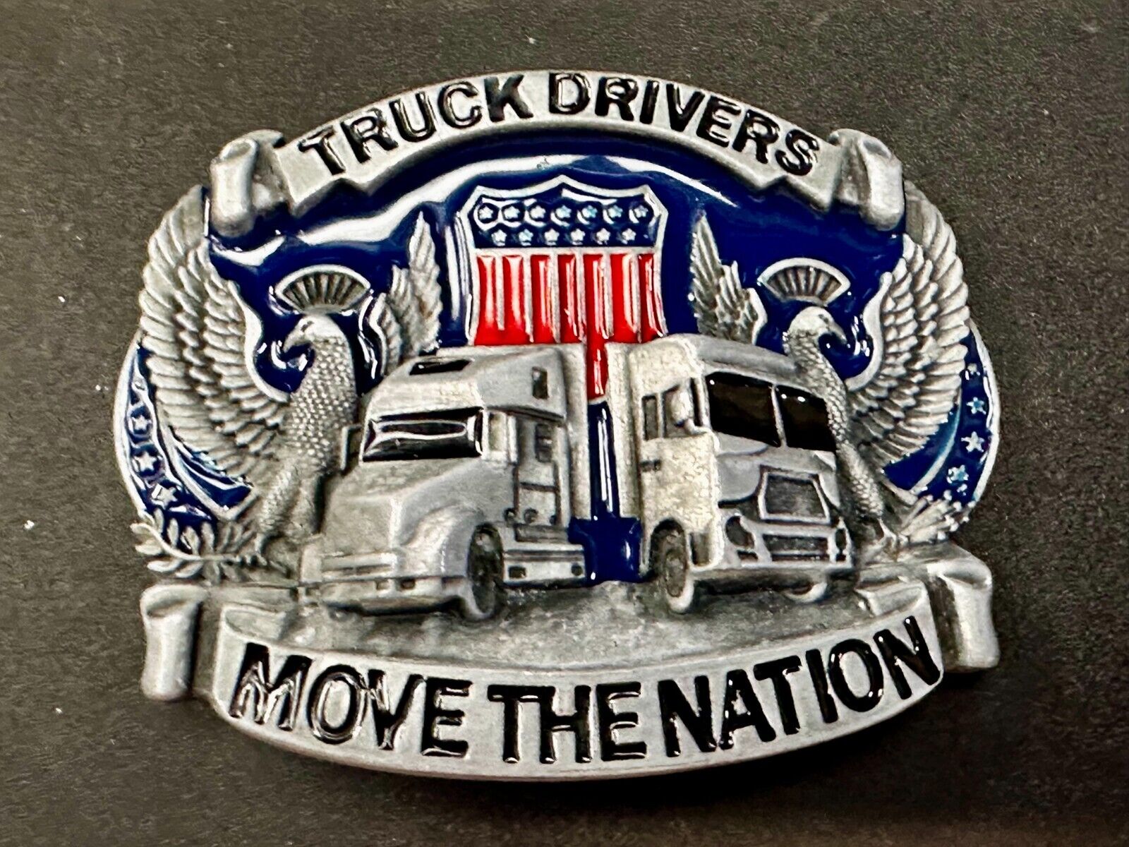 Truck Drivers Move The Nation 3-D Eagle American Trucker Commemorate Belt Buckle