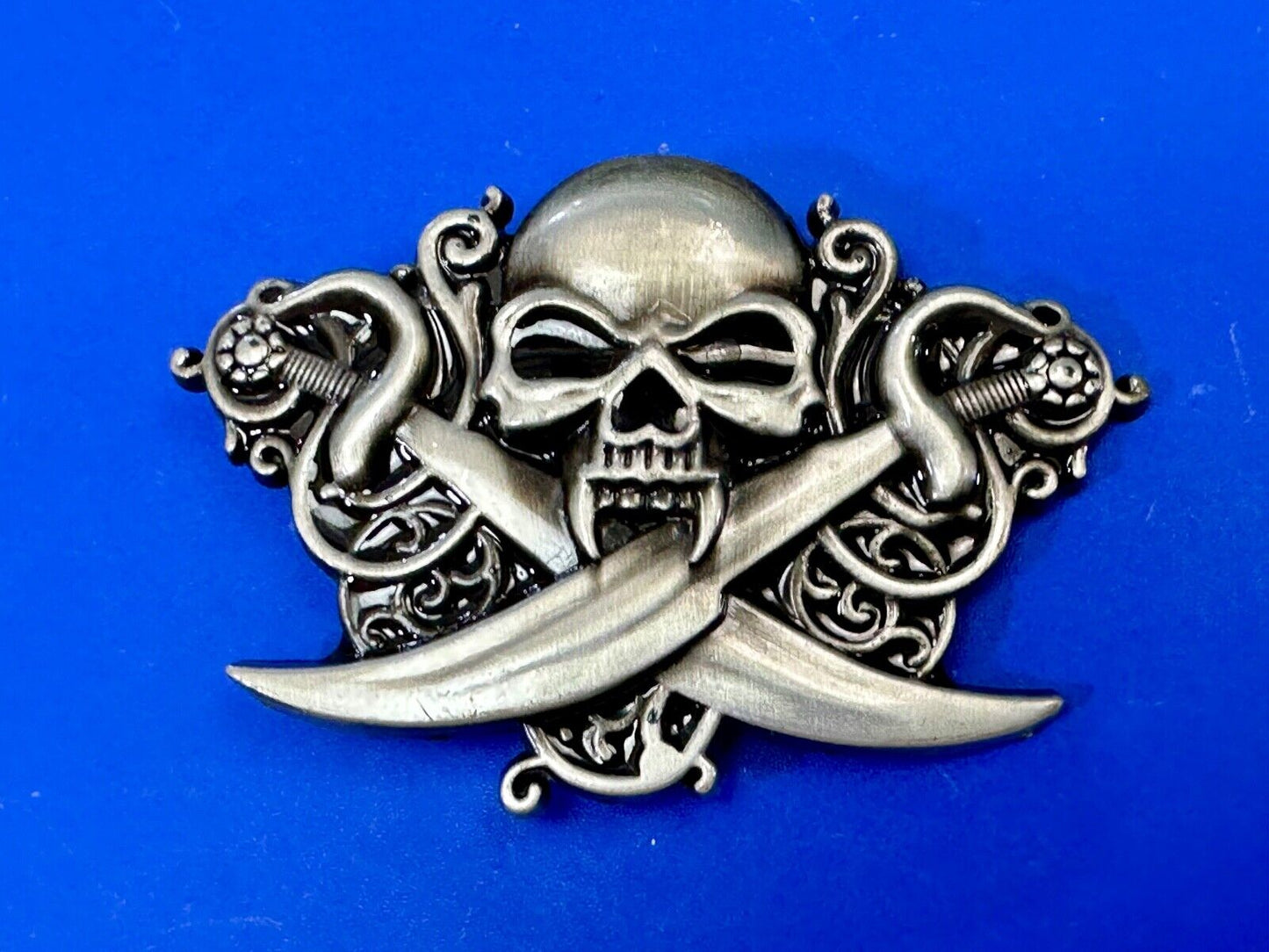 Vampire Teeth Skull - Soward's & Snakes cutout belt buckle