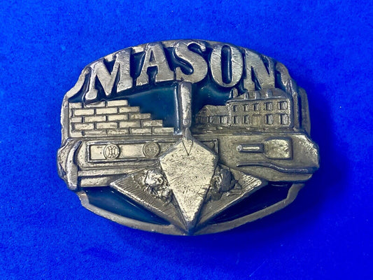 Vintage 1988 Brick Wall Masons Construction Career Job Profession Belt Buckle 