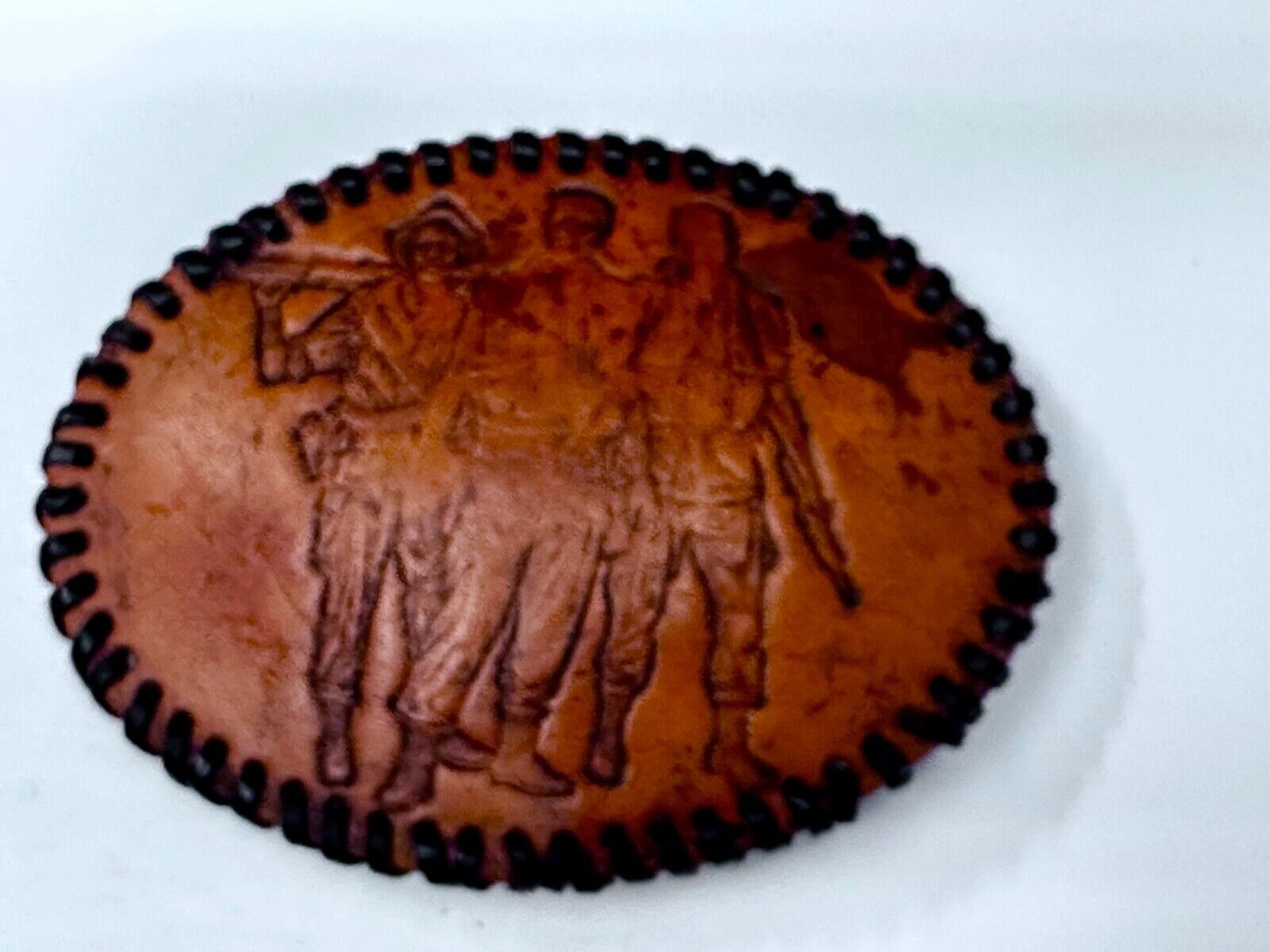 Vietnam War Memorial The Three Soldiers Statue Leather Vintage Belt Buckle