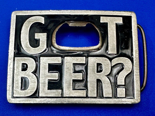 Vintage 1999 Bergamot "Got Beer?" Bottle Opener Belt Pewter Buckle Made in USA