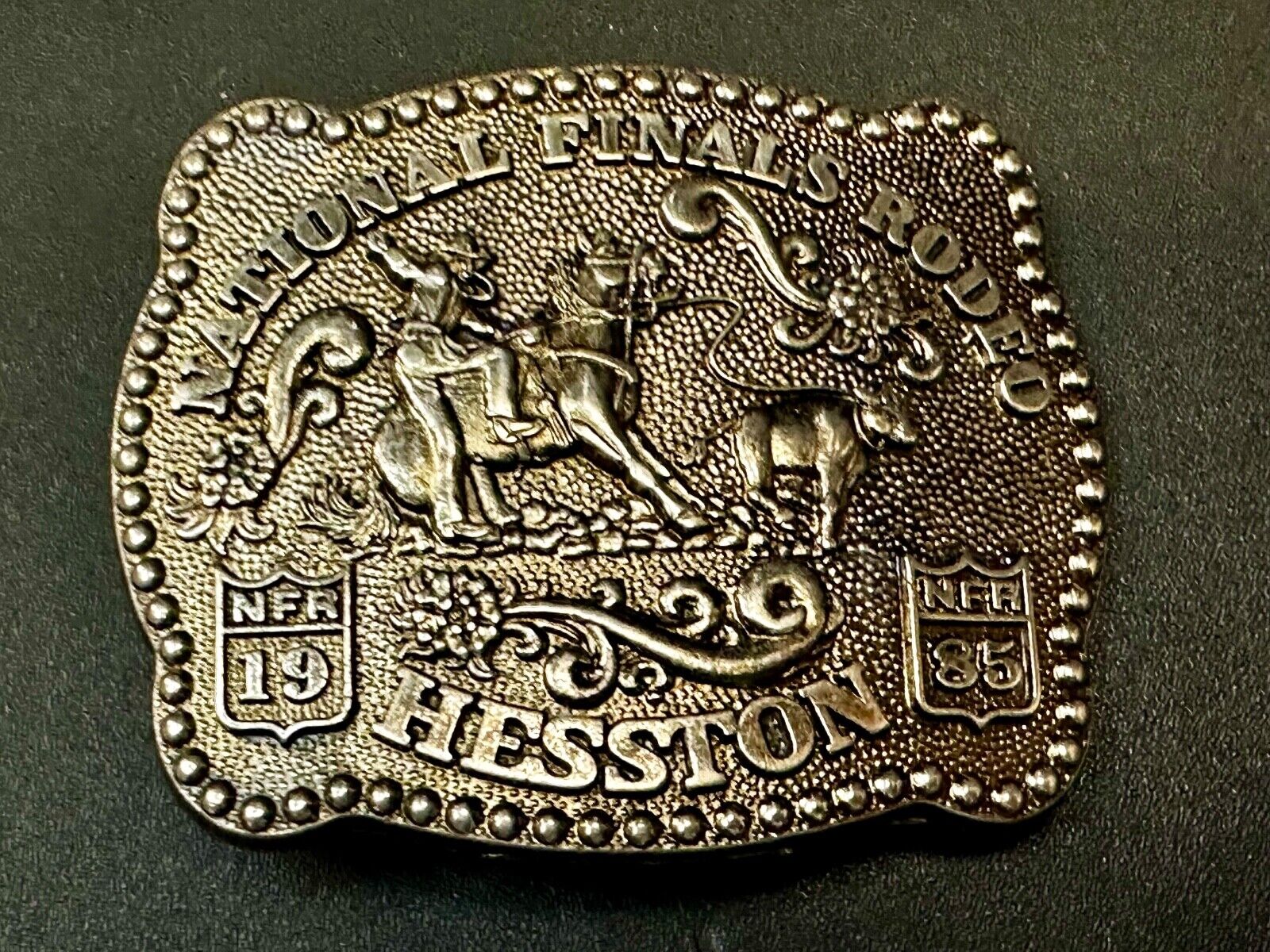 1985 NFR National Finals Rodeo Youth Size Hesston Commemorative Belt Buckle