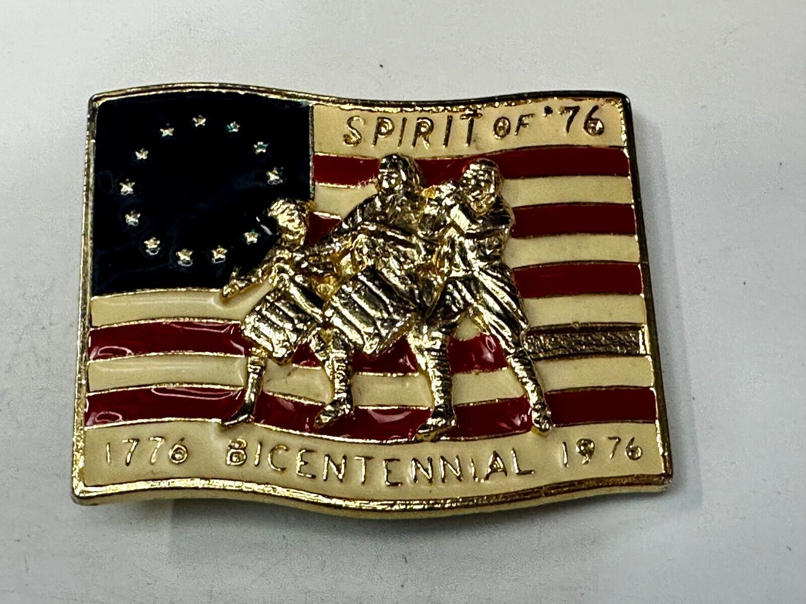 America Bicentennial Spirit of 76" Patriotic Flag Marching Band Belt Buckle