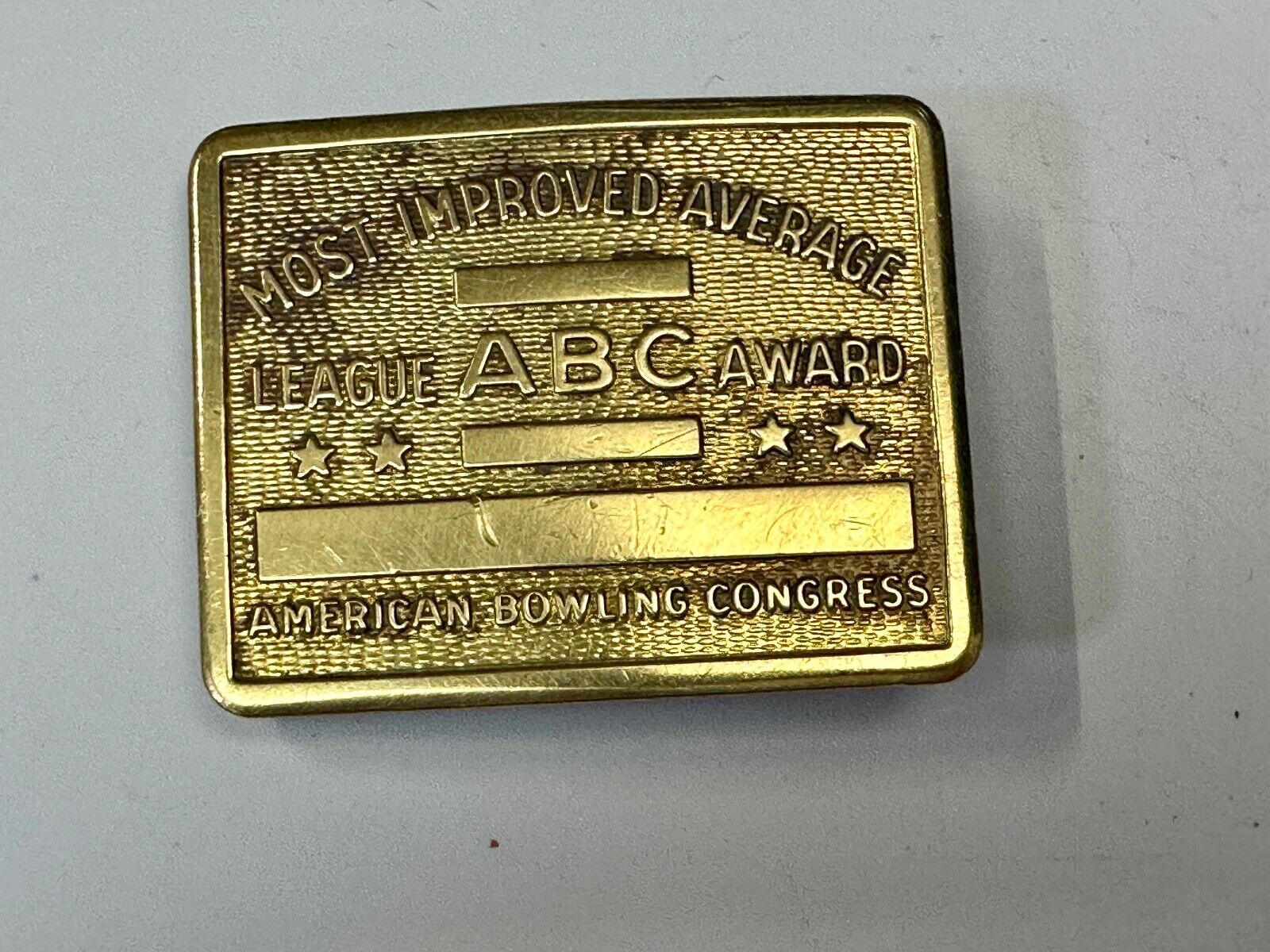 American Bowling Congress BLANK ENGRAVABLE Belt Buckle  Most Improved Average
