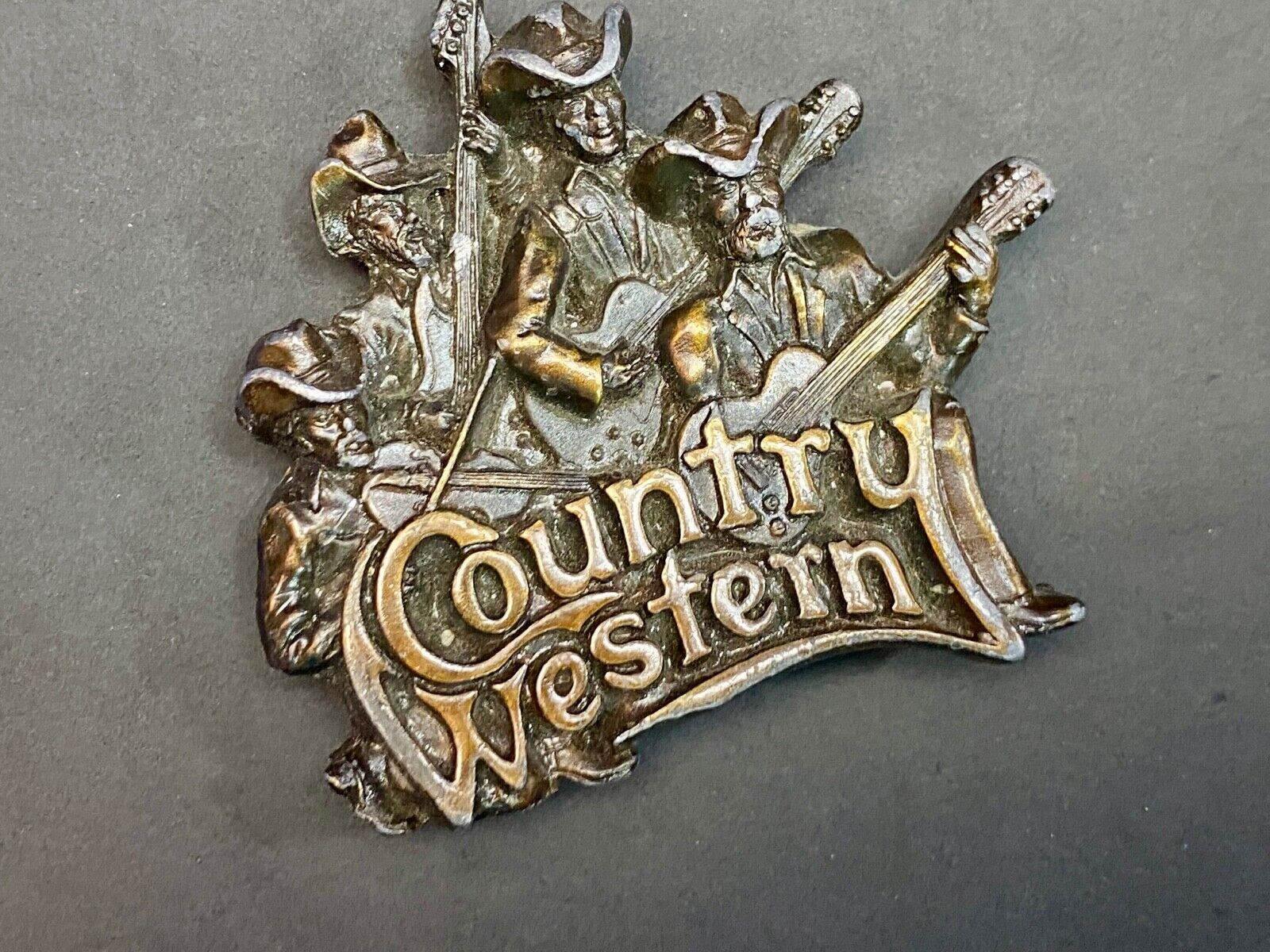 Vintage 1981 Country Western Music Pickers Bluegrass Musicians Belt Buckle 