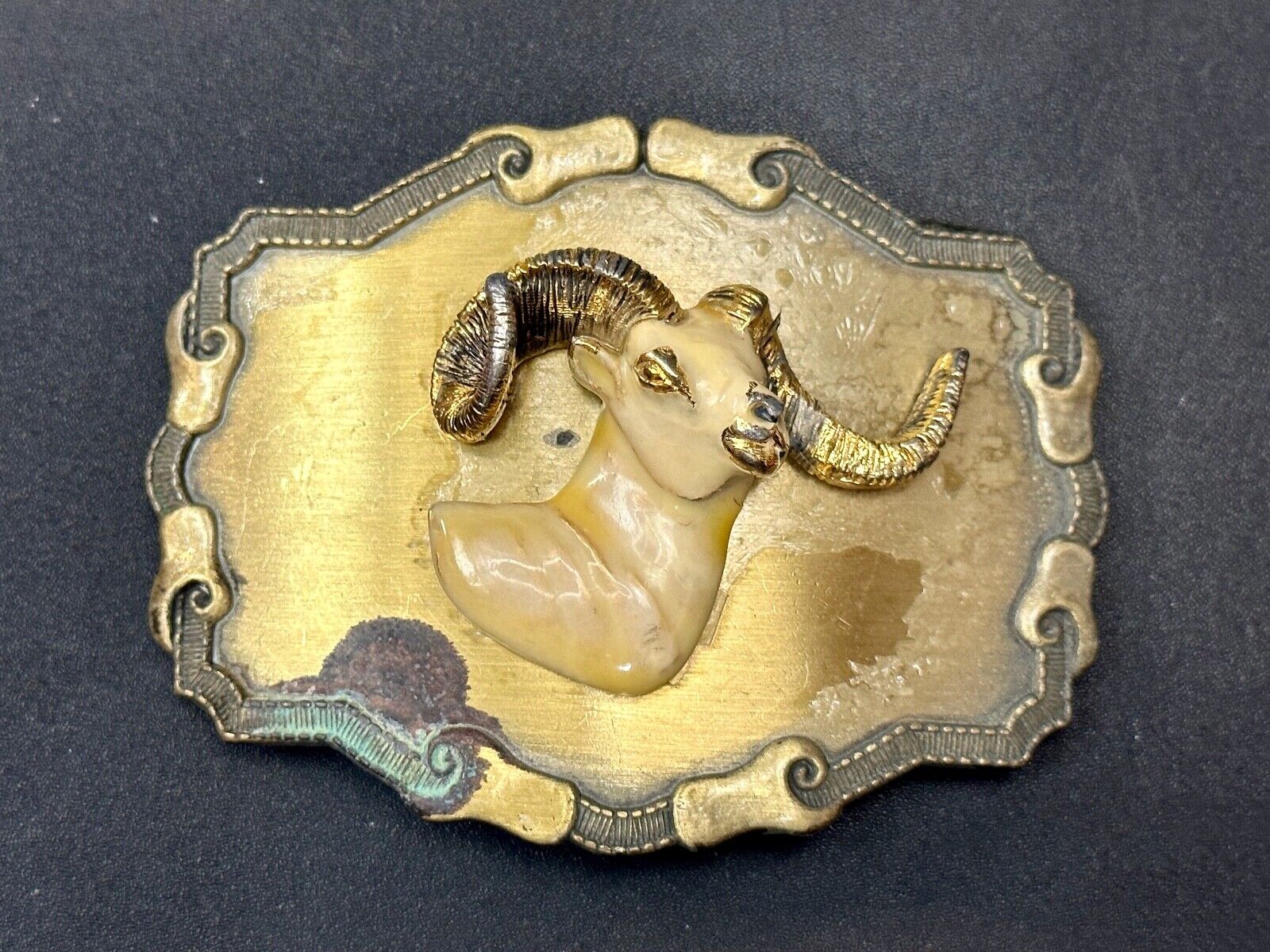 The Ram - Vintage Raintree Jewelry Company western framed Belt Buckle
