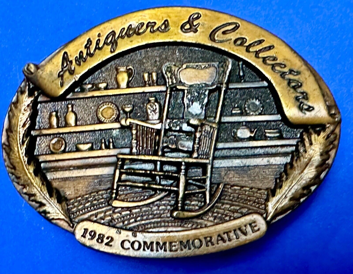 Antiques and collectables dealers 1982 Commemorative rocking chair belt buckle