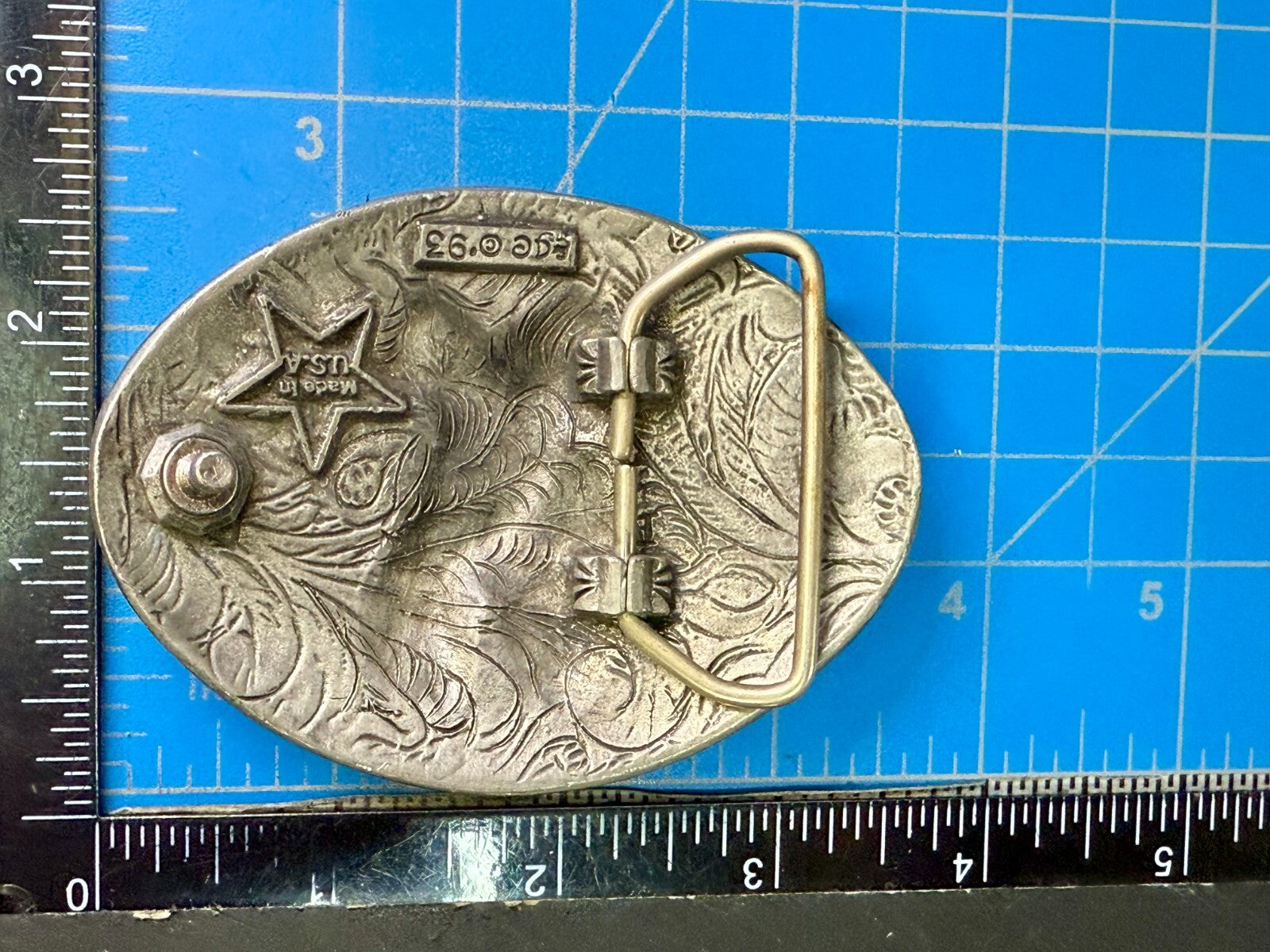 3D Flying American Bald Eagle Swirl Ornate Border Carved 1993 EGE Belt Buckle