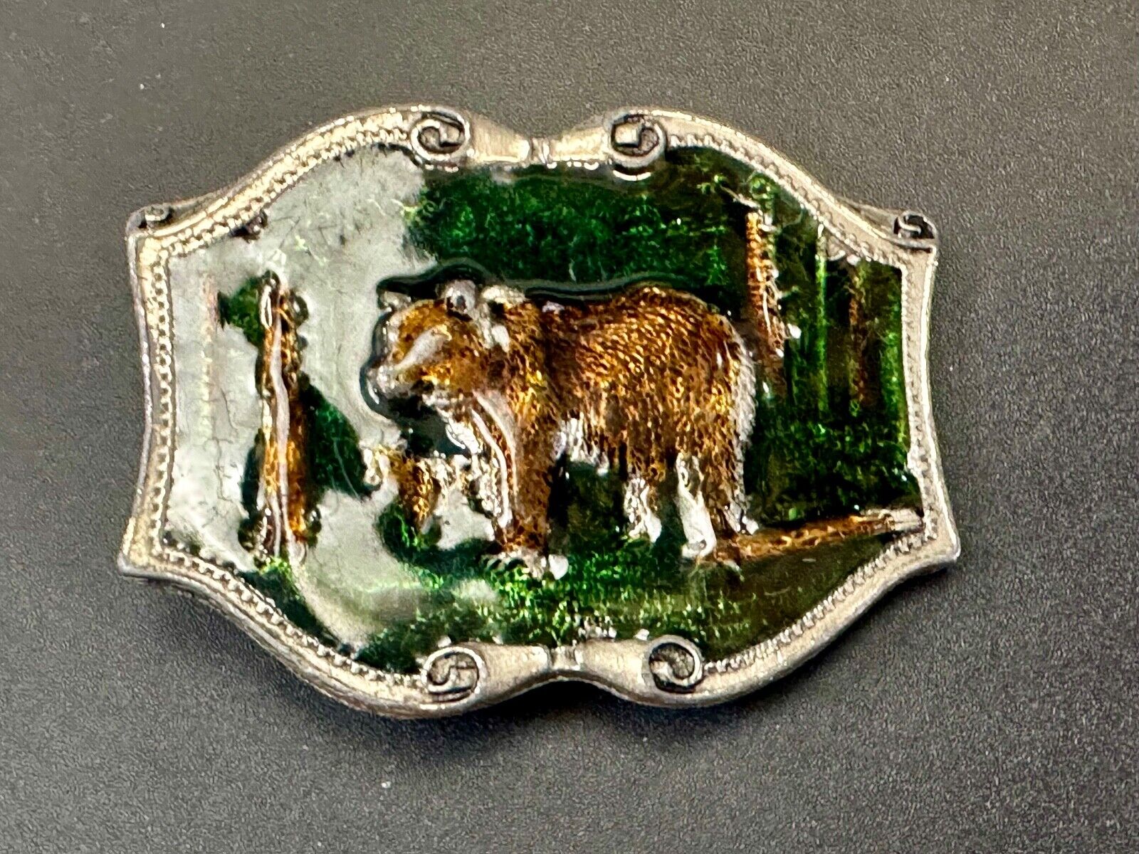 Bear & Cub in Nature Vintage Tiffany Studio New York belt buckle
