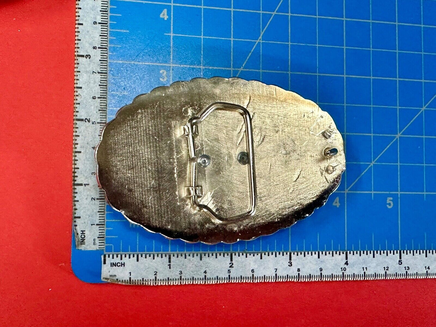 Unique! Cowboy boot and Fence Log - ornate western oval belt buckle