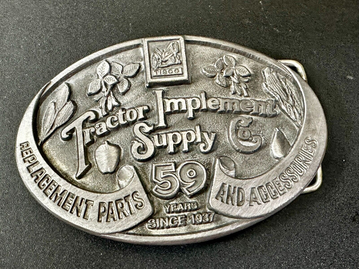 Tractor Implement Supply Replacement Parts Commemorative Silver Tone Belt Buckle