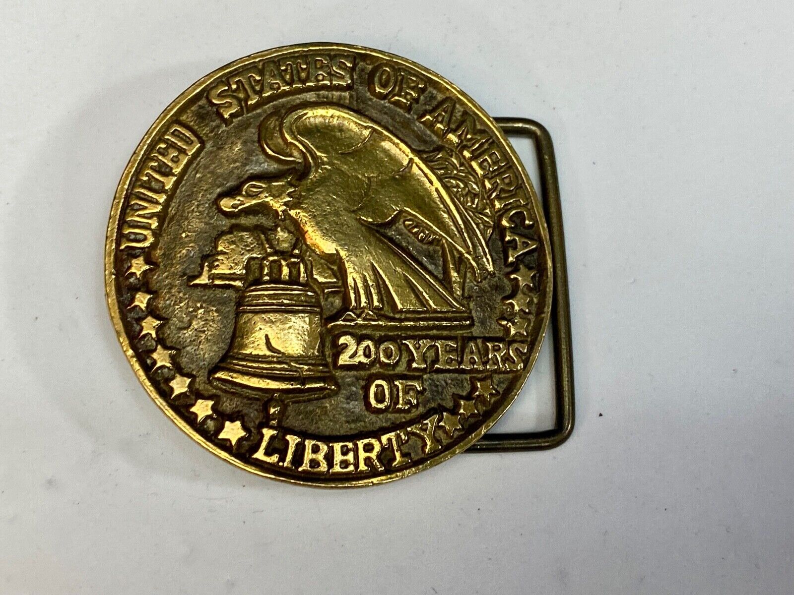 United States Of America 200 Years Of Liberty Eagle Coin Shaped Belt Buckle 