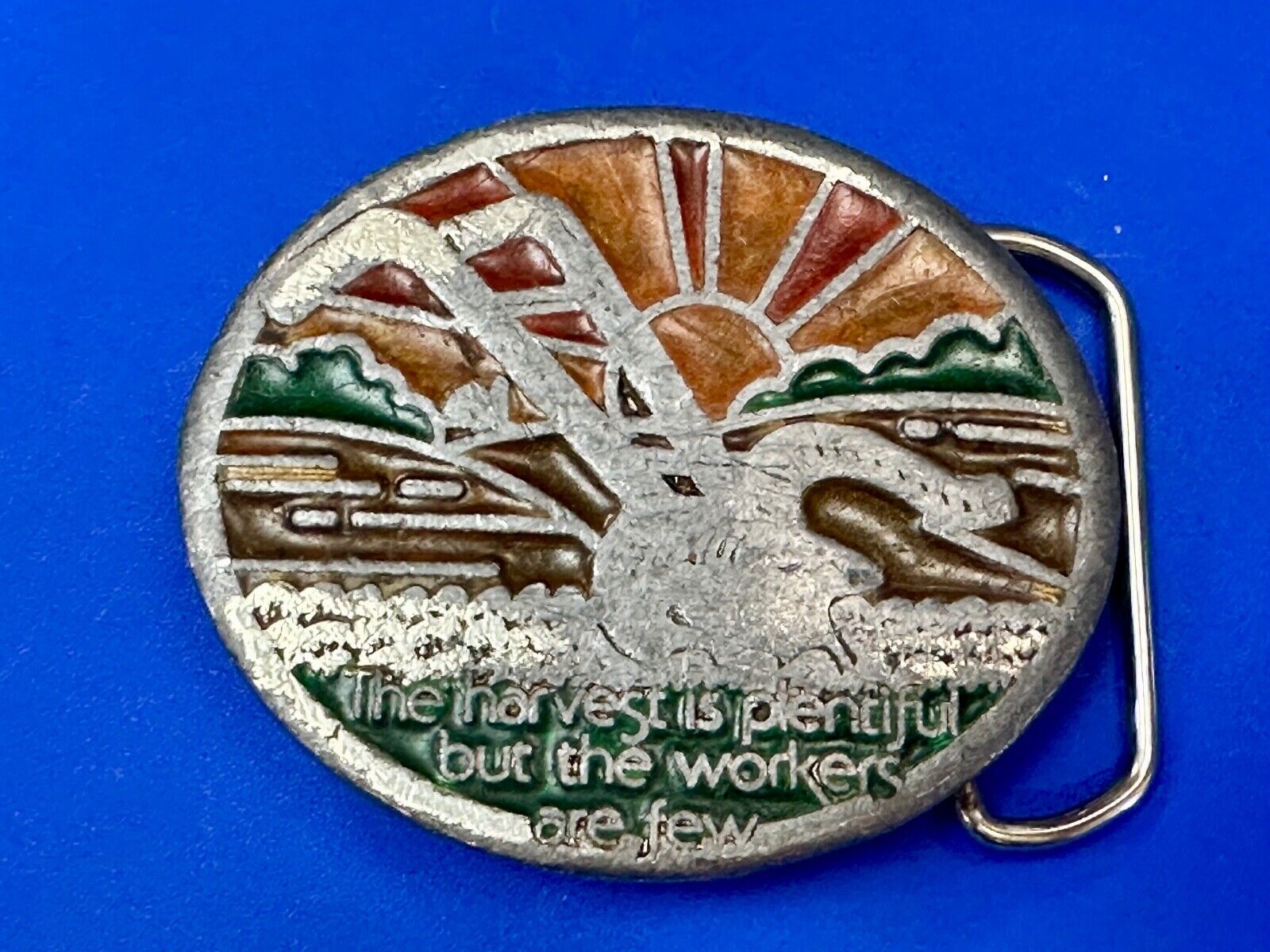 The Harvest is plentiful but the workers are few Farming belt buckle