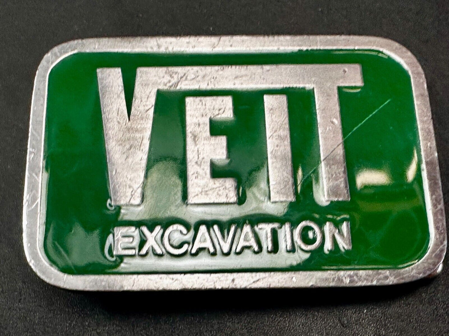 Veit Excavation Demolition Services Company Advertisement CD Hit Belt Buckle