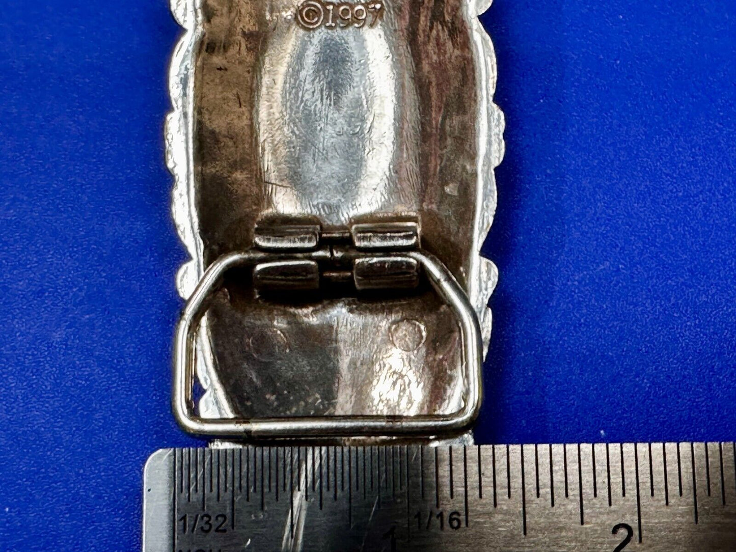 Victorian Art Style Floral Theme Vintage 1997 Silver Tone Belt Buckle