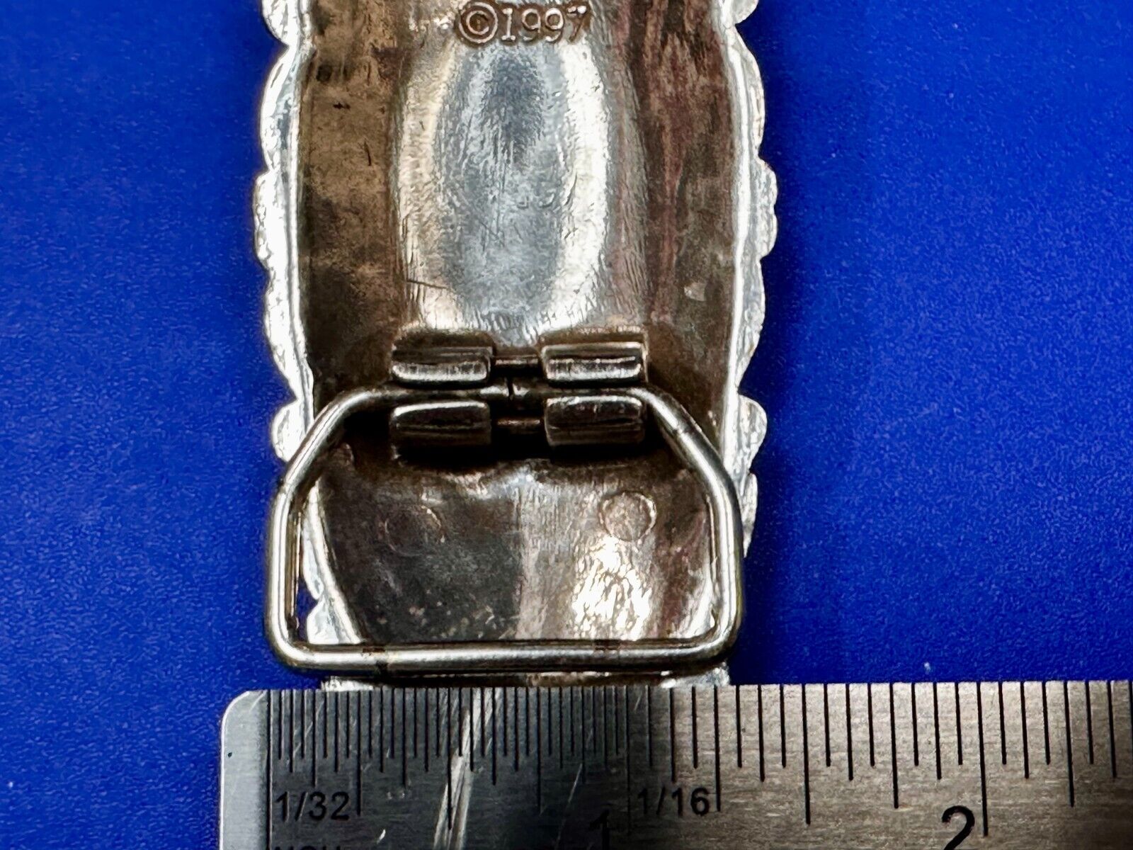 Victorian Art Style Floral Theme Vintage 1997 Silver Tone Belt Buckle