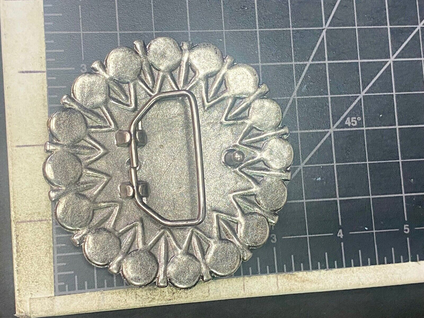 Unique Faux Wood Beads In Circular Pattern Cut Out Belt Buckle 